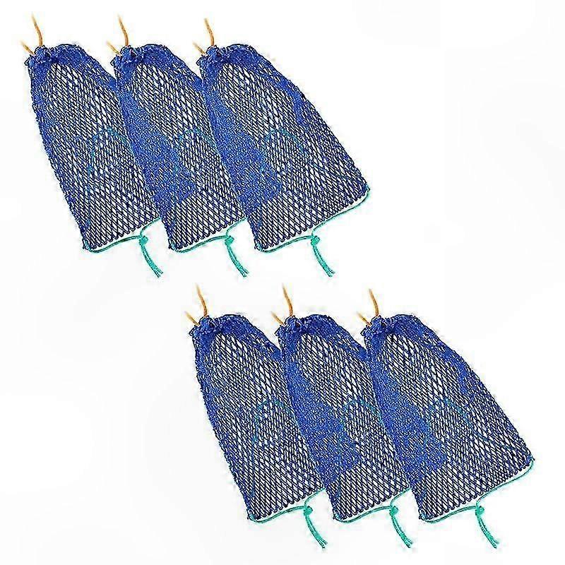 6-Pack Mesh Bait Bags with Locking Mechanism for Crab and Shrimp Trapping Outdoors Fishing Tool Accessory