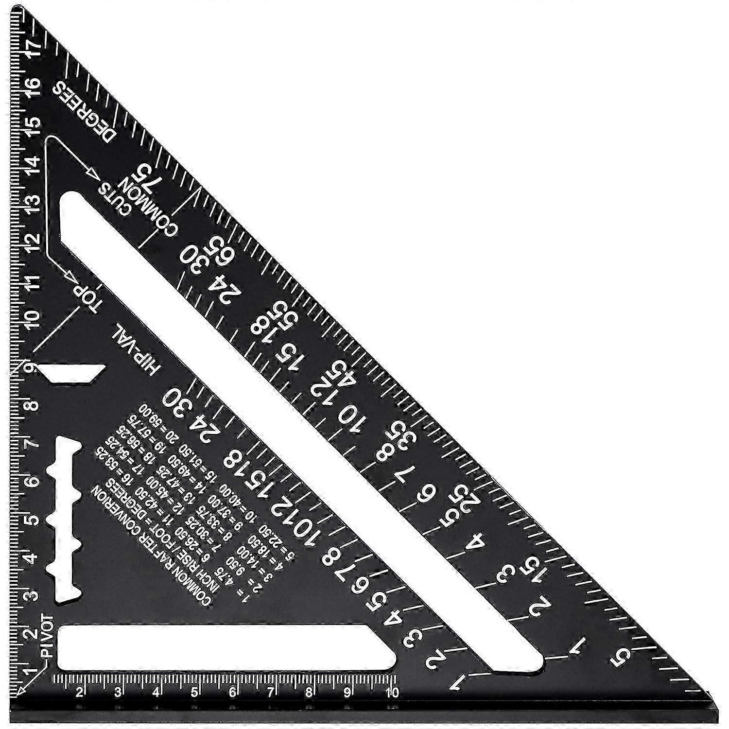 1pcs Triangle Protractor Aluminum Alloy Metric Triangle Square Professional Carpentry Angle Ruler Triangular Ruler 7 Inch,Black