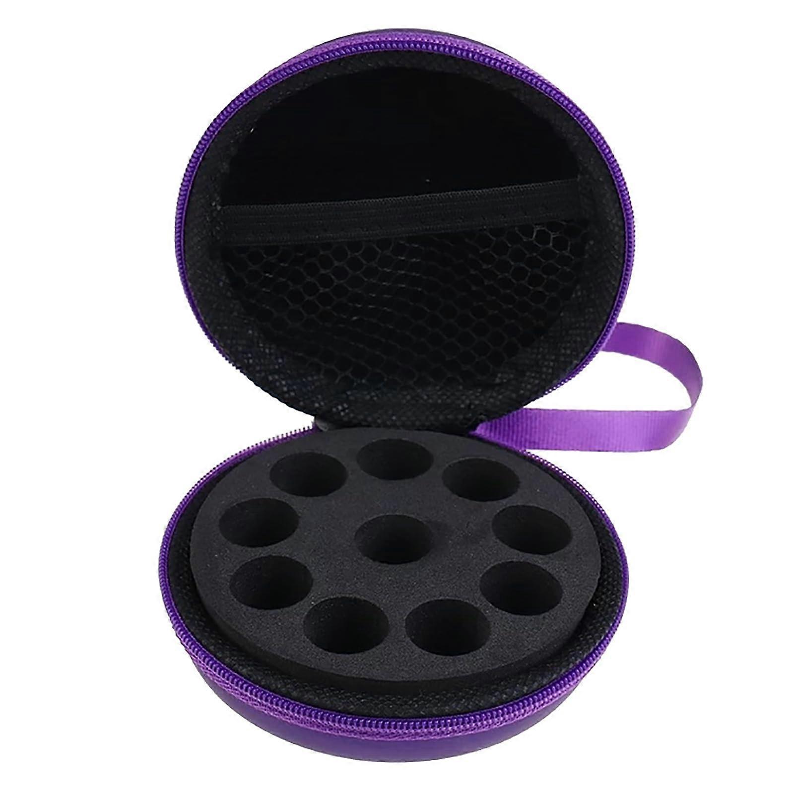 1Pc 1-2ml PU Portable Essential Oil Case, Hard Shell Travel Organizer for 10 Bottles Perfume Oil, Storage Bag for Home and Travel