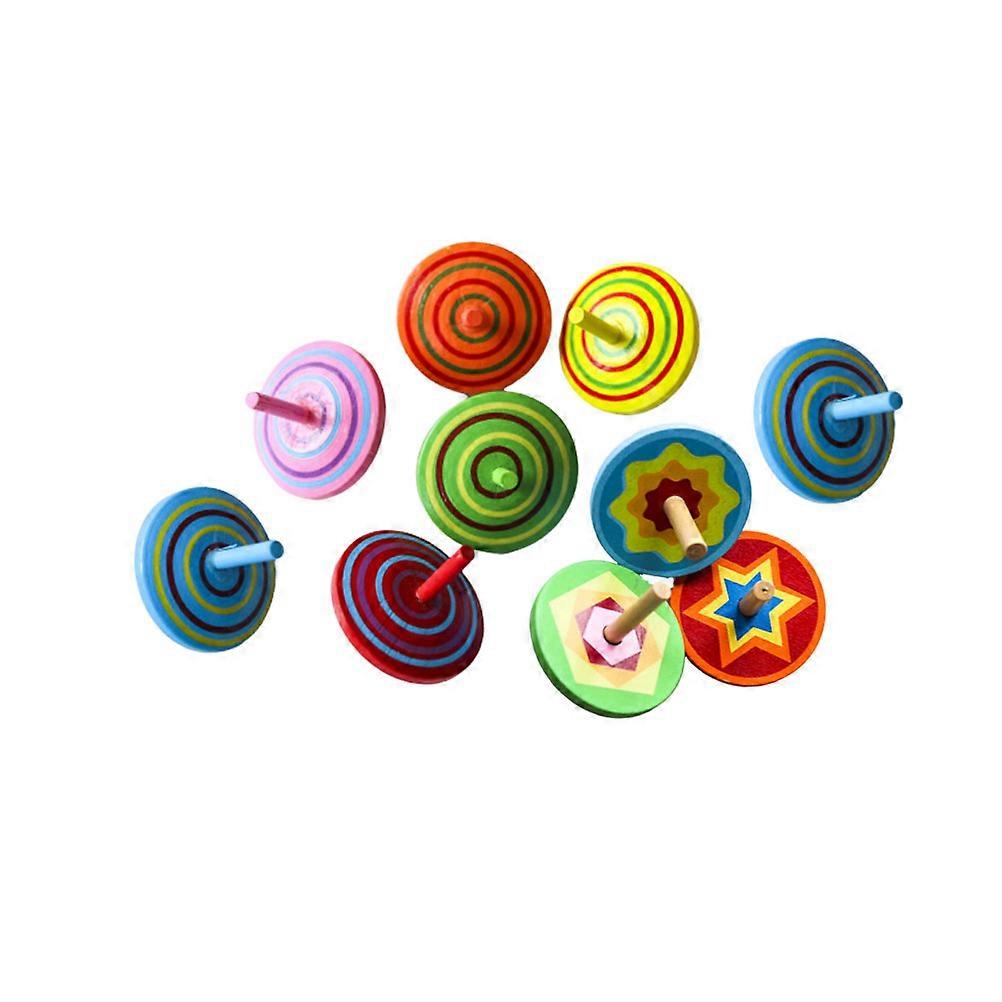 Wooden Spinning Tops for Kids Relaxing Play Paint Safe and Durable Use 10 Pcs Assorted Color