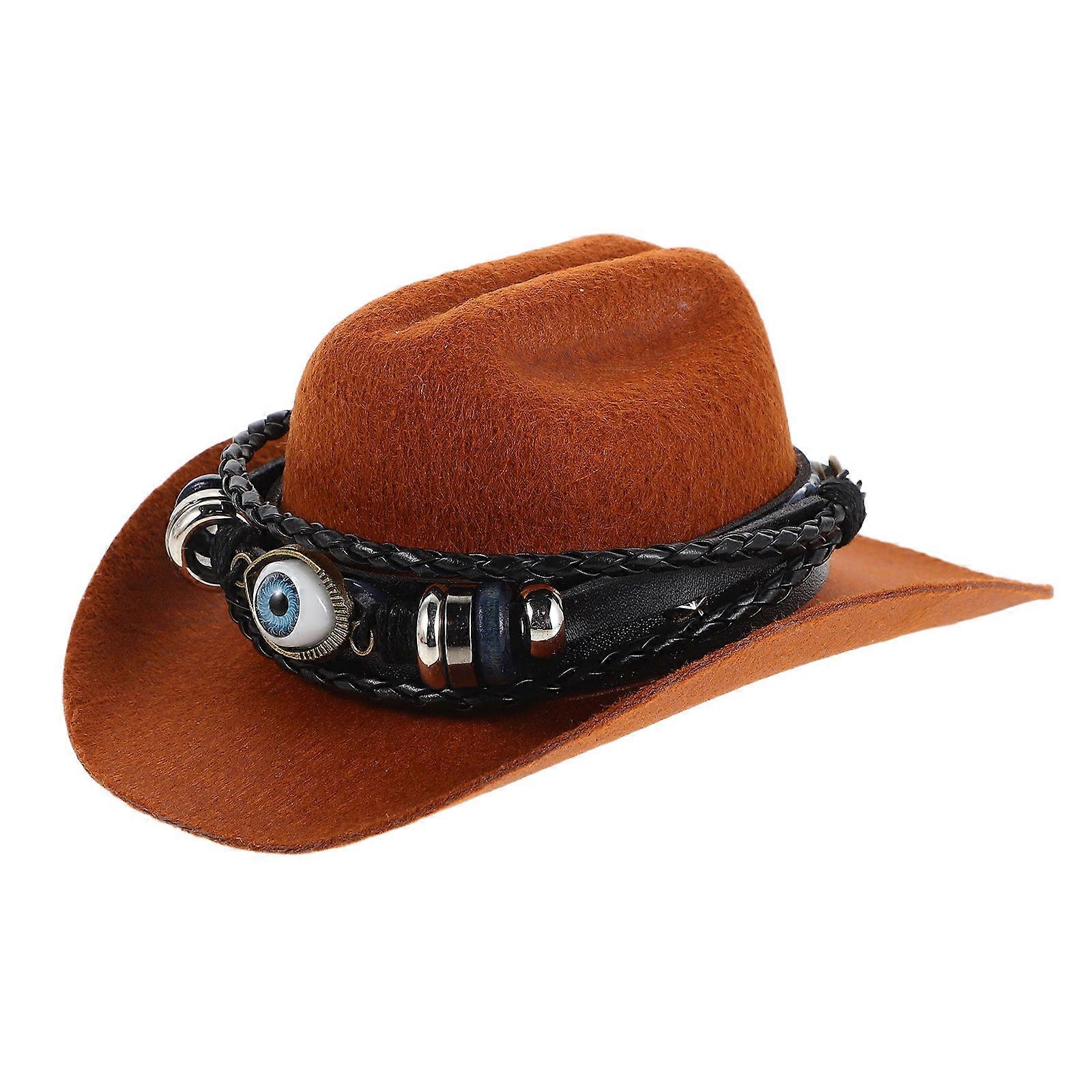 Soft Lightweight Dog Puppy Cowboy Hat with Evil Eye Charm Durable Pet Costume Cap for Cats & Dogs, Ideal for Parties, Photoshoots, Festivals &