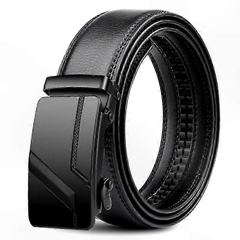 Men's Classic Black PU Leather Belt with Automatic Buckle, 3.5cm Width, Multiple Lengths Available for Plus Size, Durable and Stylish Casual Accessory