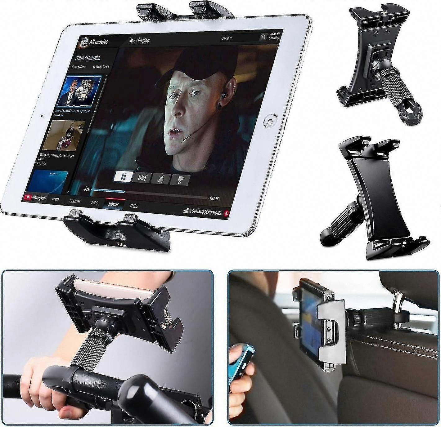 Spinning Bike Tablet Holder for Exercise Bikes, Car Headrest, Treadmill, Gym Handlebar, Microphone Stand