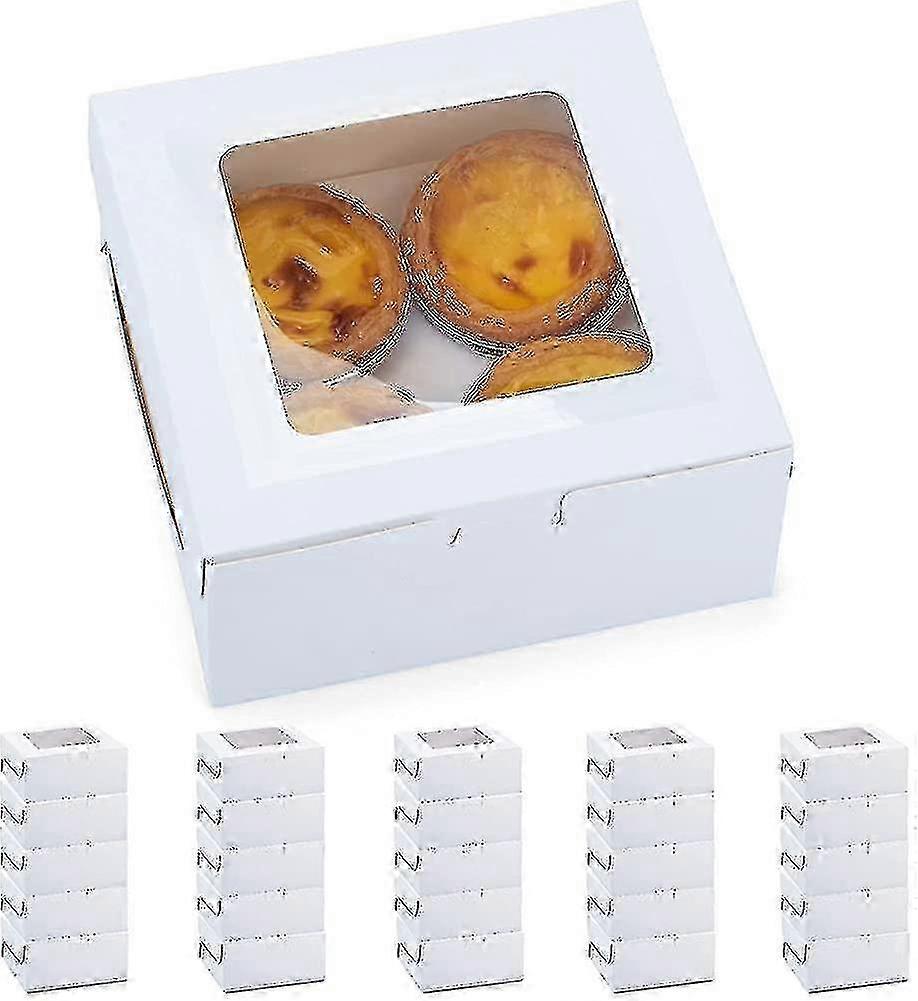 25 Pack Cupcake Boxes With Window And Insert. 4 Hole Cupcake Boxes ...