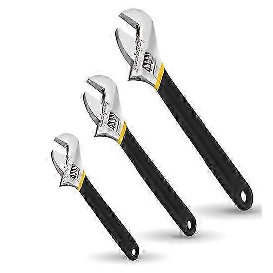 3-Piece Adjustable Wrench Set - 6/8/10 Inch - Handheld Movable Span...