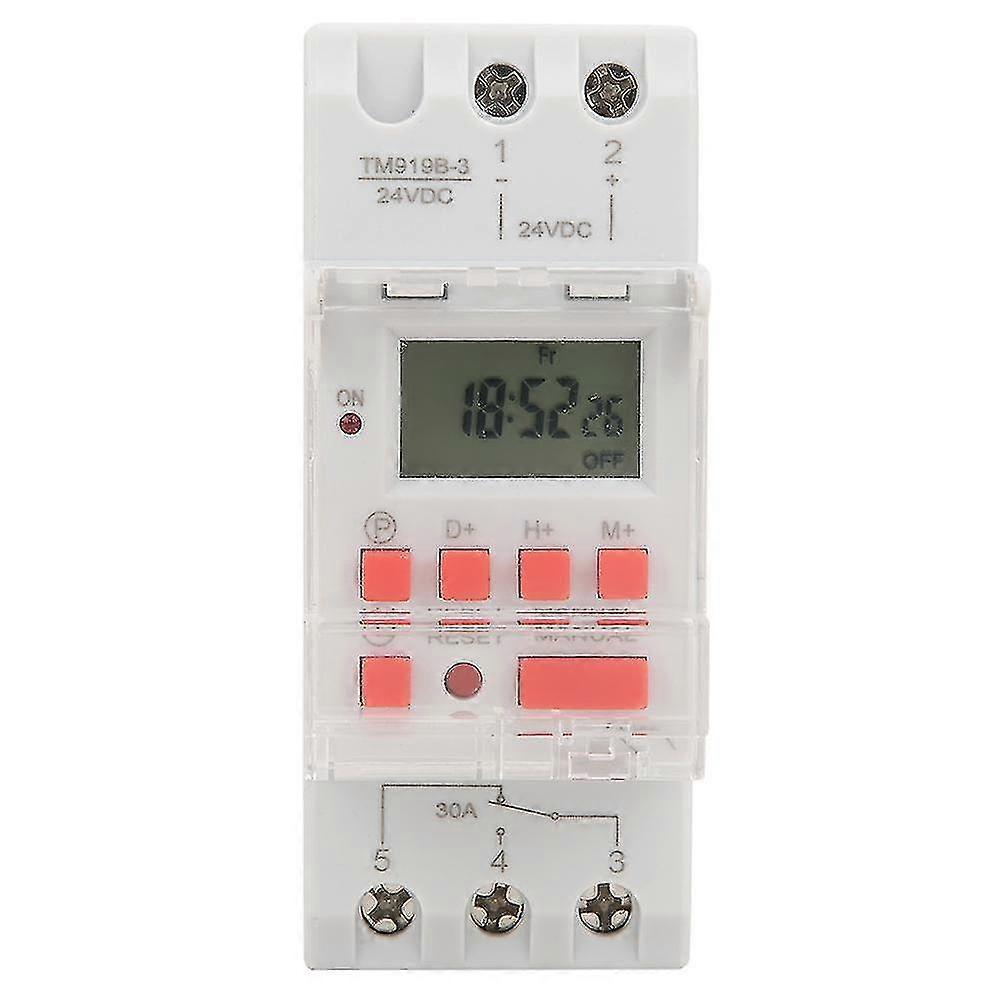 Timer Switch, DC 24V 30A Weekly 12/24hrs Timer Switch LCD On Off Control Programmable Time Relay