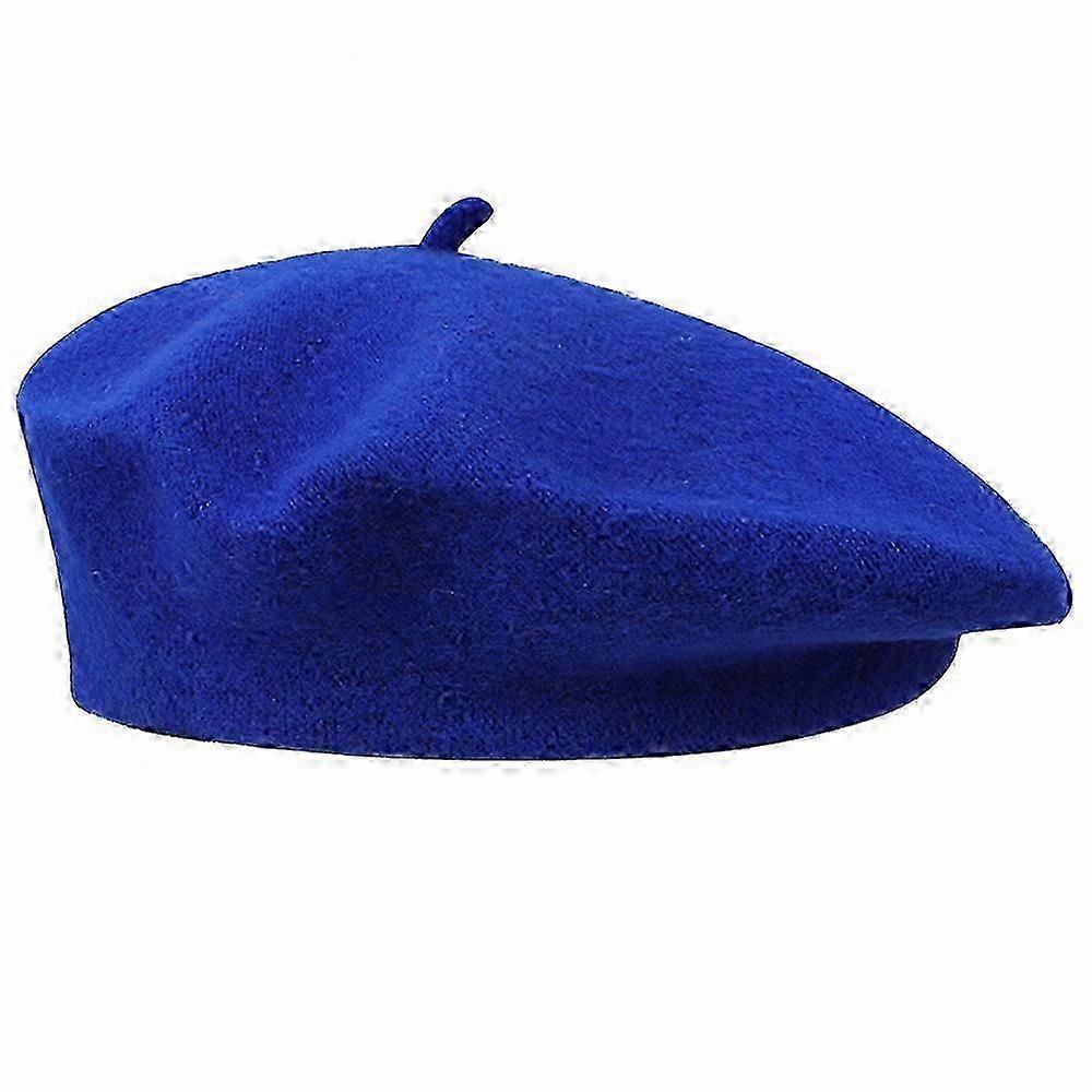Royal Blue Unisex Wool Blend Beret Hat And Socks Set Solid Color French Style Accessory