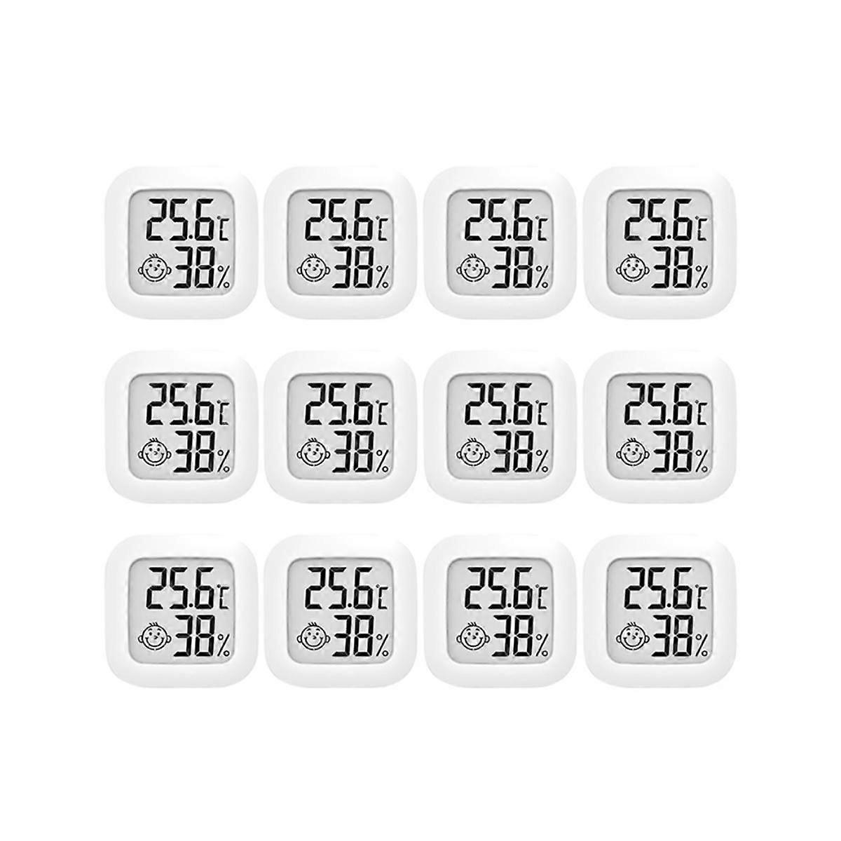 12Pcs Mini LCD Digital Thermometer Hygrometer Indoor Room Temperature Humidity Meter Sensor Gauge