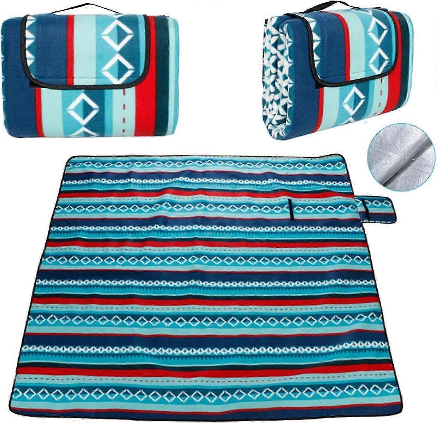 200 x 200 cm Blanket Picnic Mat, Waterproof Foldable Blanket Made up of Three Layers and with Handle