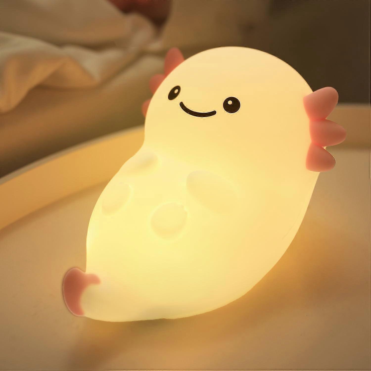 Cute Night Light, Dimmable Nursery Lamps, Super Squishy Silicone Timer USB Rechargeable (White)