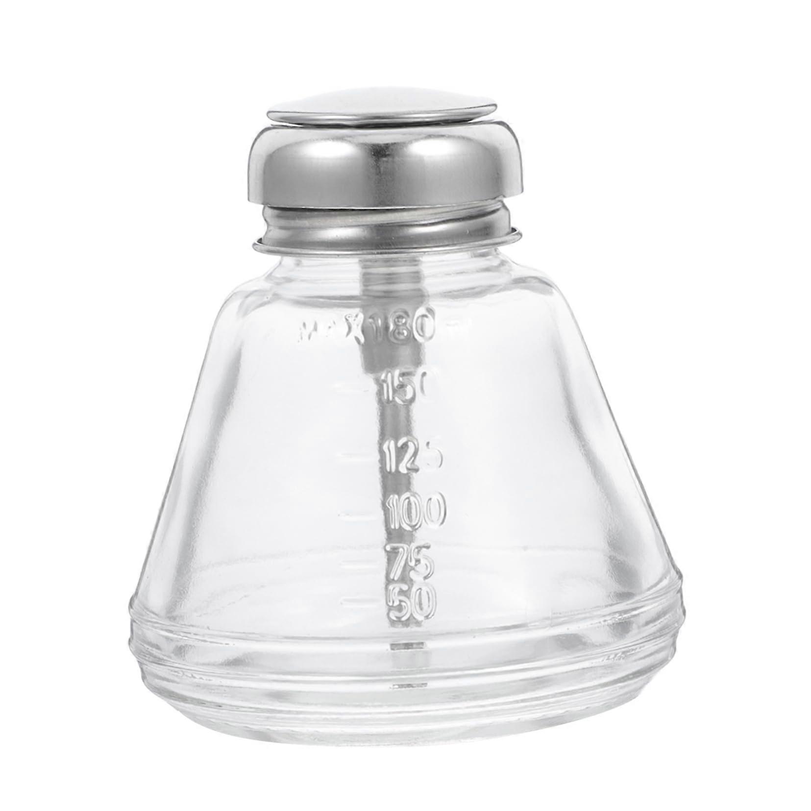 Airless Pump Bottle Glass Dispenser PushDown, Liquid Storage Container For Nail Polish Remover
