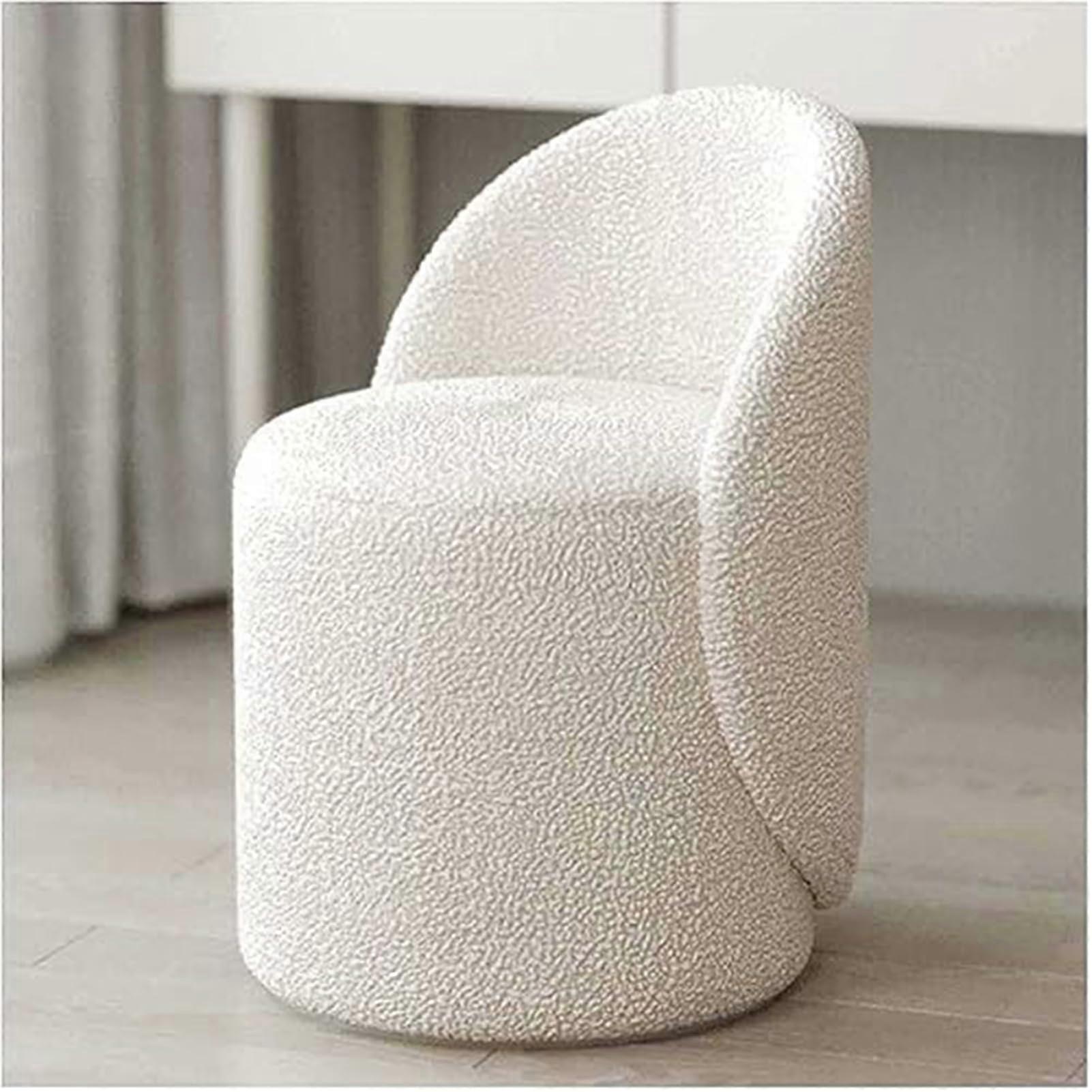 Teddy Swivel Cuddle Chair Stylish Round Vanity Stool Faux Lamb Velvet (Size: Rotatable Color: E)