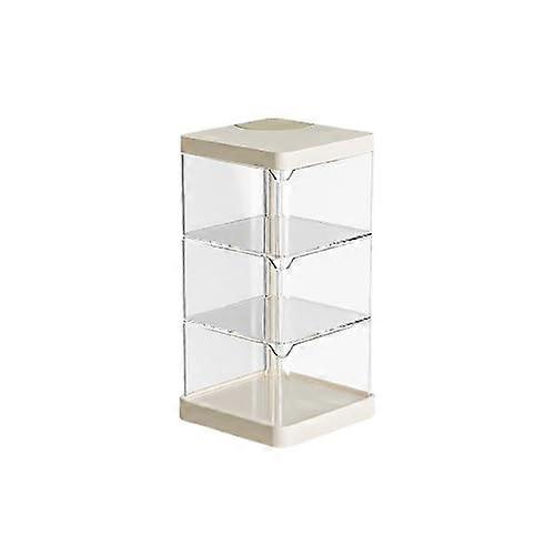 Makeup Organizer Transparent Standing Storage With Compartments, White 17x9x9 cm, No Assembly, Makeup Storage Cart