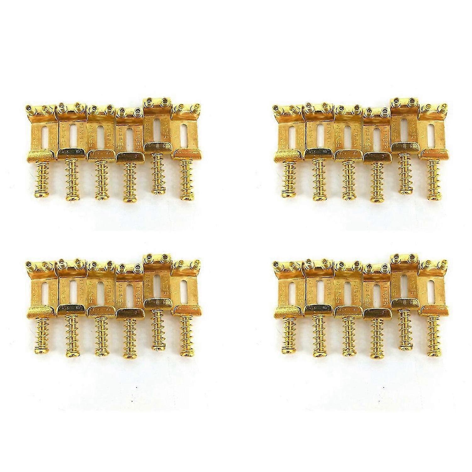 6 Roller Bridge Pull String Code Electric Guitar Saddle Gold