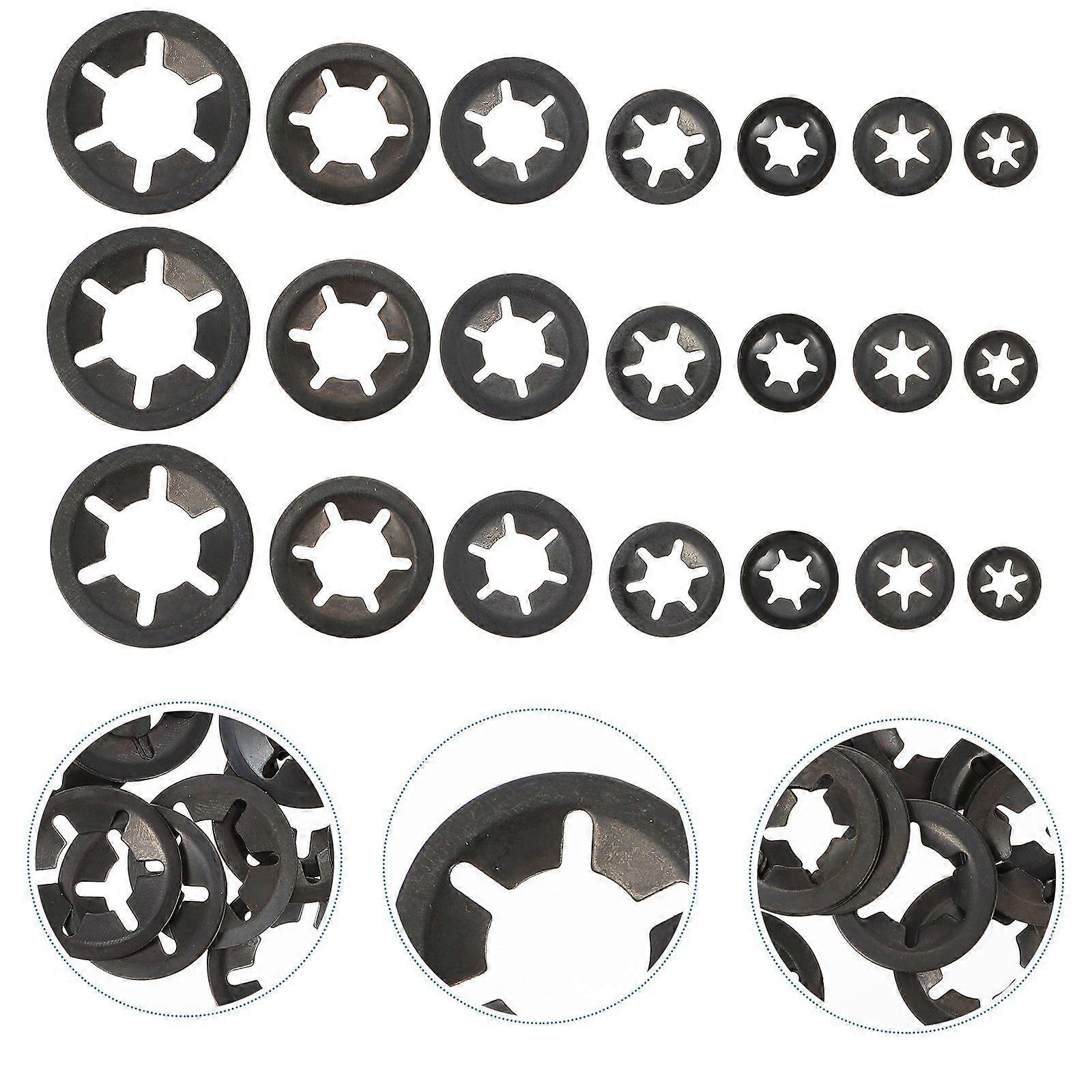 210pcs Carbon Steel Internal Tooth Plum Washers Quick Speeds Locking Washers