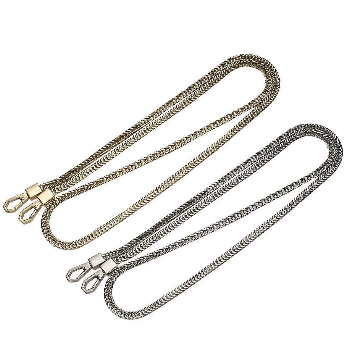Metal Handbag Chain Shoulder Bag Replacement Strap with Two Buckles