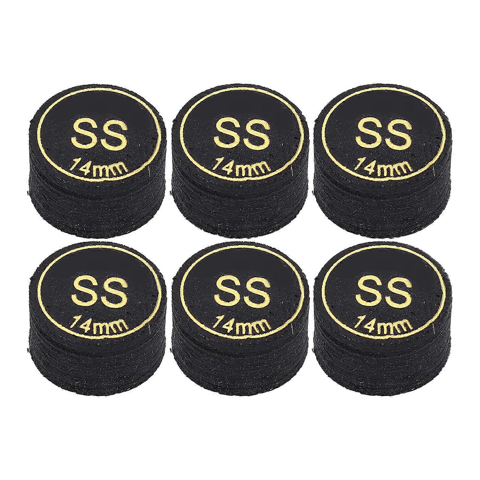 6pcs Pool Cue Tips Professional Multi Layers Billiard Pool Cue Tips Replacement for Pool Cues and Snooker 14mm SS