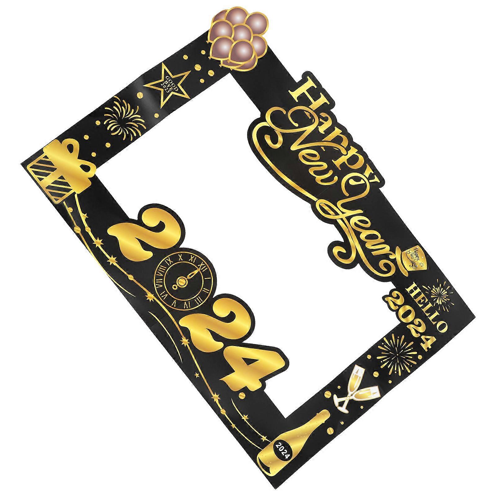 2024 New Year Photo Booth Frame for Party Happy New Year Photo Prop Paper Frame