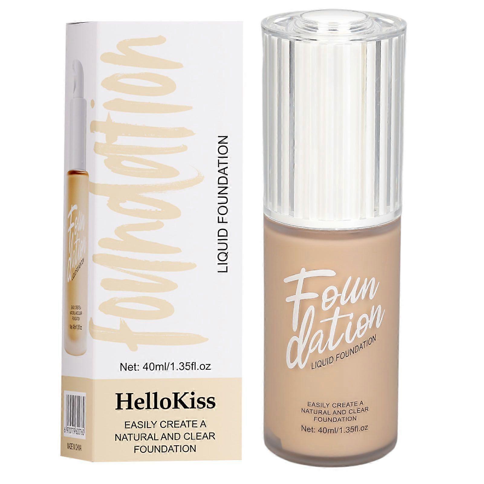 Liquid Foundation 24H Long Lasting Lightweight Waterproof Pore Refining Concealer Liquid Coverage Foundation 04 40ml