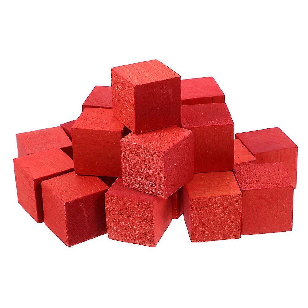 Wooden Cubes and Pieces of Wood for Crafting 120Pcs Red Square Blocks
