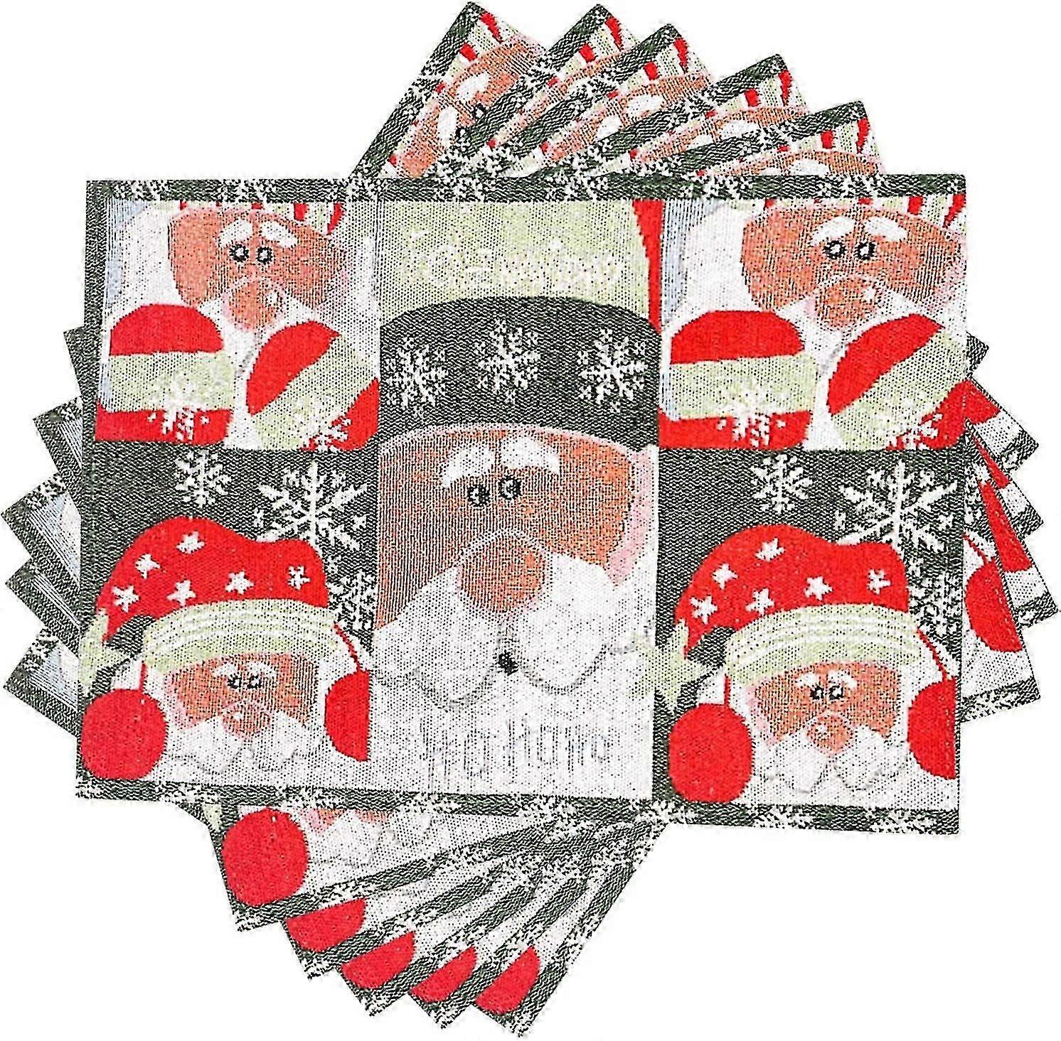 Christmas Table Mat, Christmas Placemat Set Of 6 Vintage Style Christmas Holiday Santa Woven Tapestry Table Mat For Kitchen Dining Table Decoration, 1