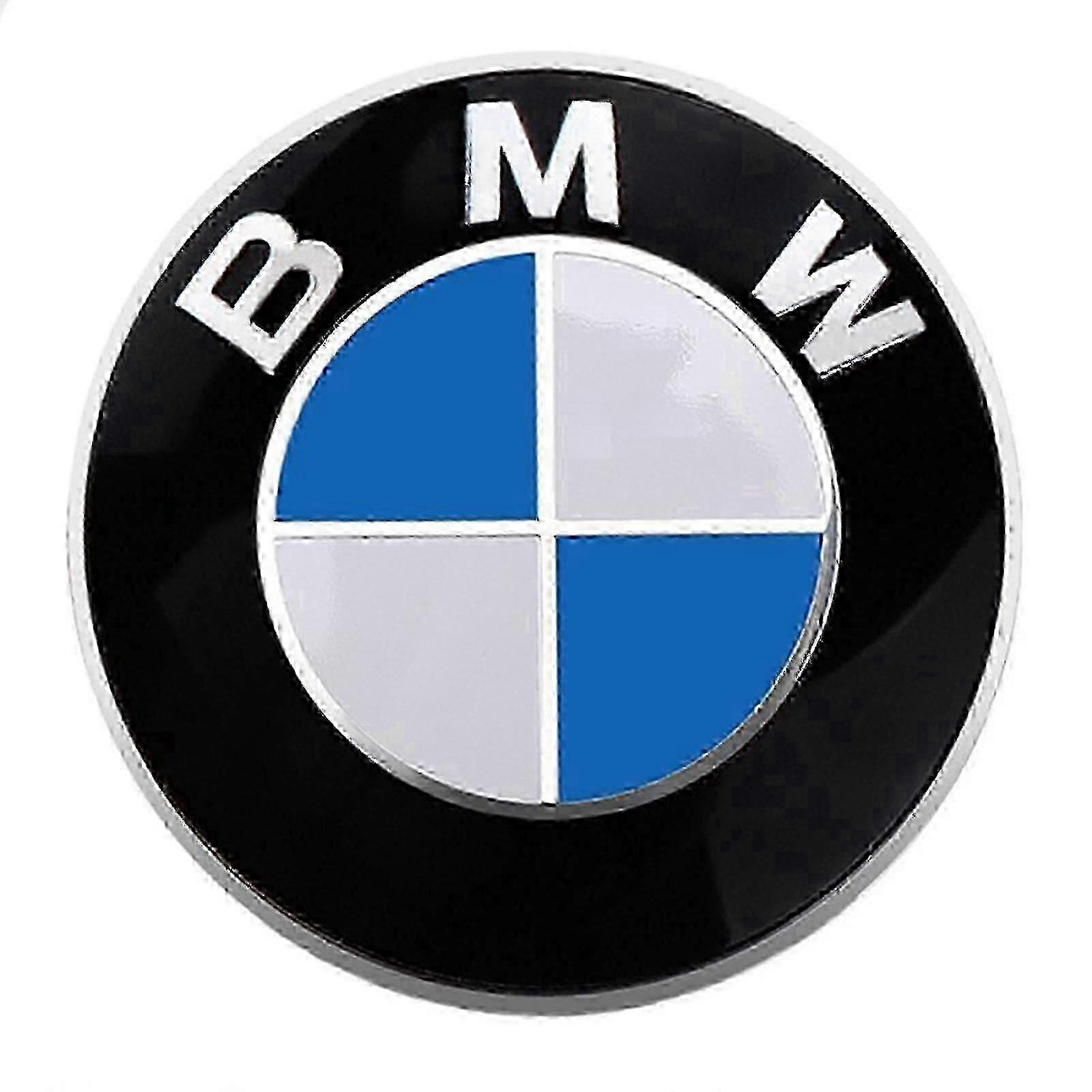 علامة BMW الأمامية والخلفية 82 مم/74 مم - أزرق، أبيض، خلفية سوداء
