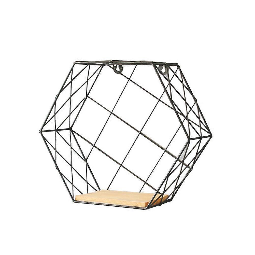 Storage Shelf Hexagonal Mesh Wall Rack for Storage 1 Piece Black Iron