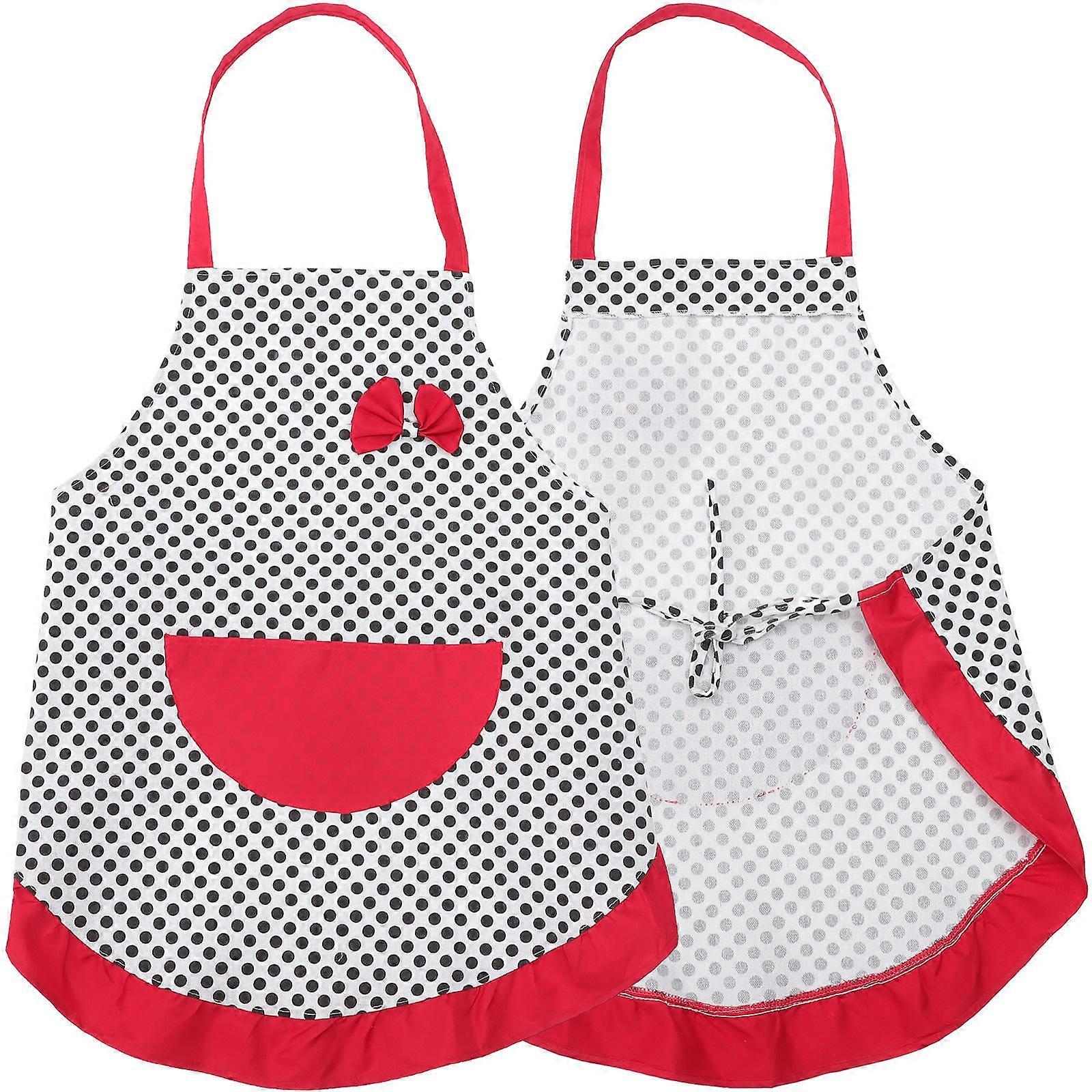 Sleeveless Bowknot Cooking Apron with Pocket 2Pcs