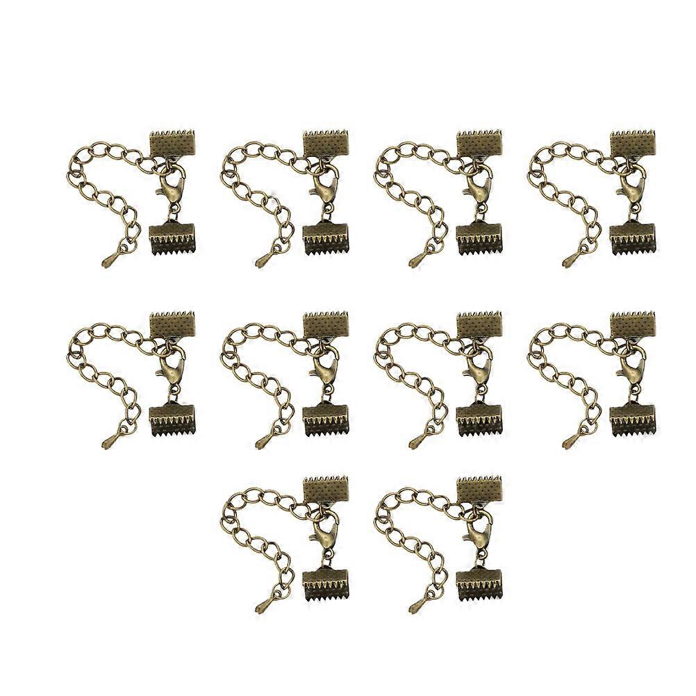 Plated Ribbon Ends Fastener Clasps for Jewelry Making 10Pcs Light Brown Connectors