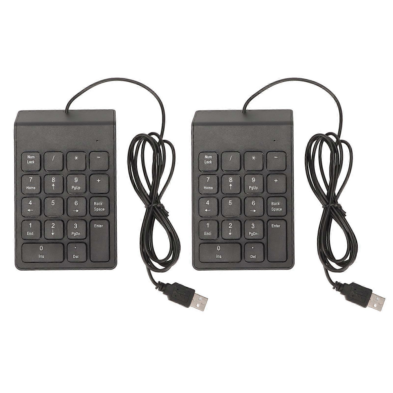 Wired Number Pad 18 Keys Ergonomic USB Plug and Play Quiet Typing Mini Numeric Keypad for PC Laptop Desktop 2 Pieces