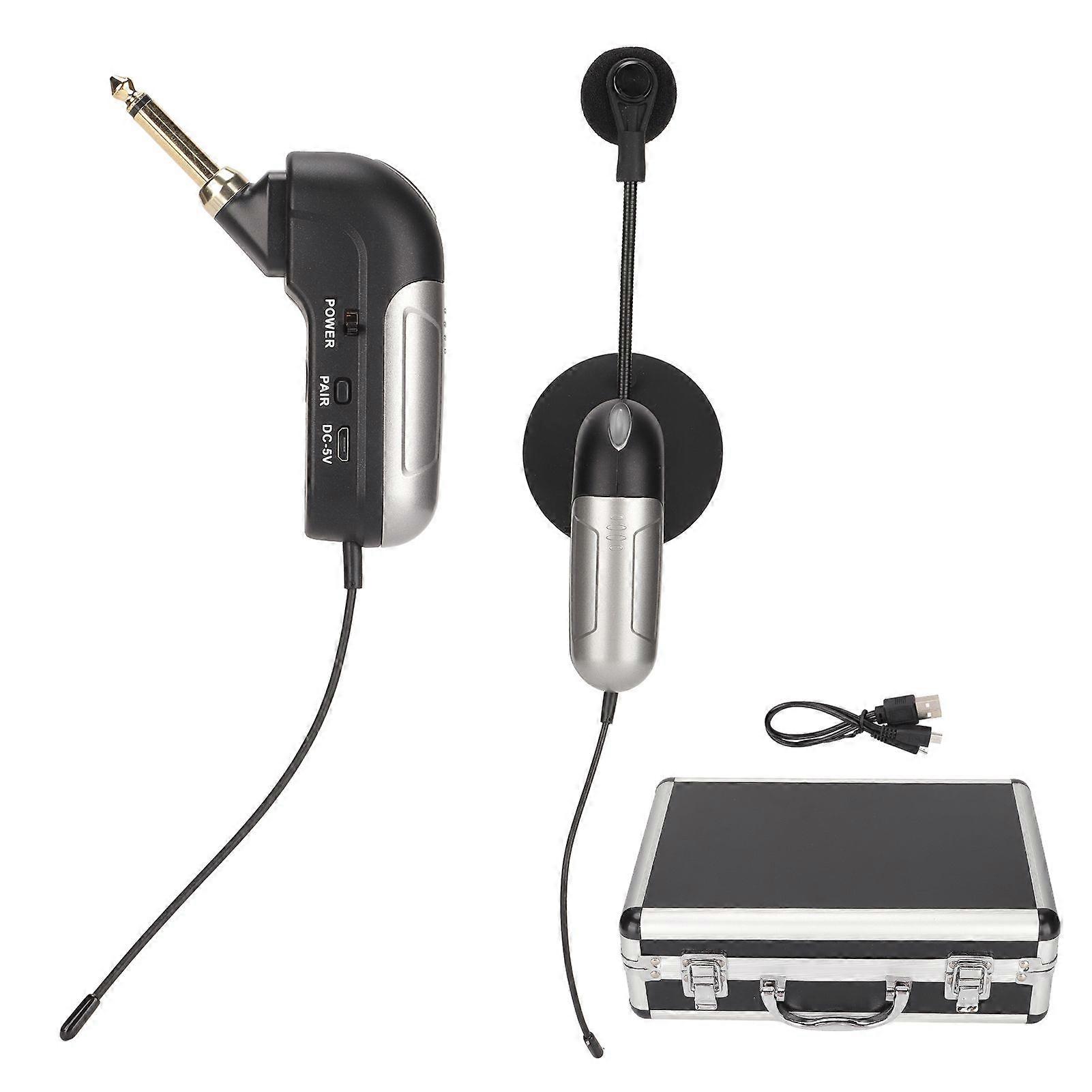 Wireless Instrument Microphone Shockproof 360 Gooseneck UHF Mic Transmitter Receiver for Guitar Violin