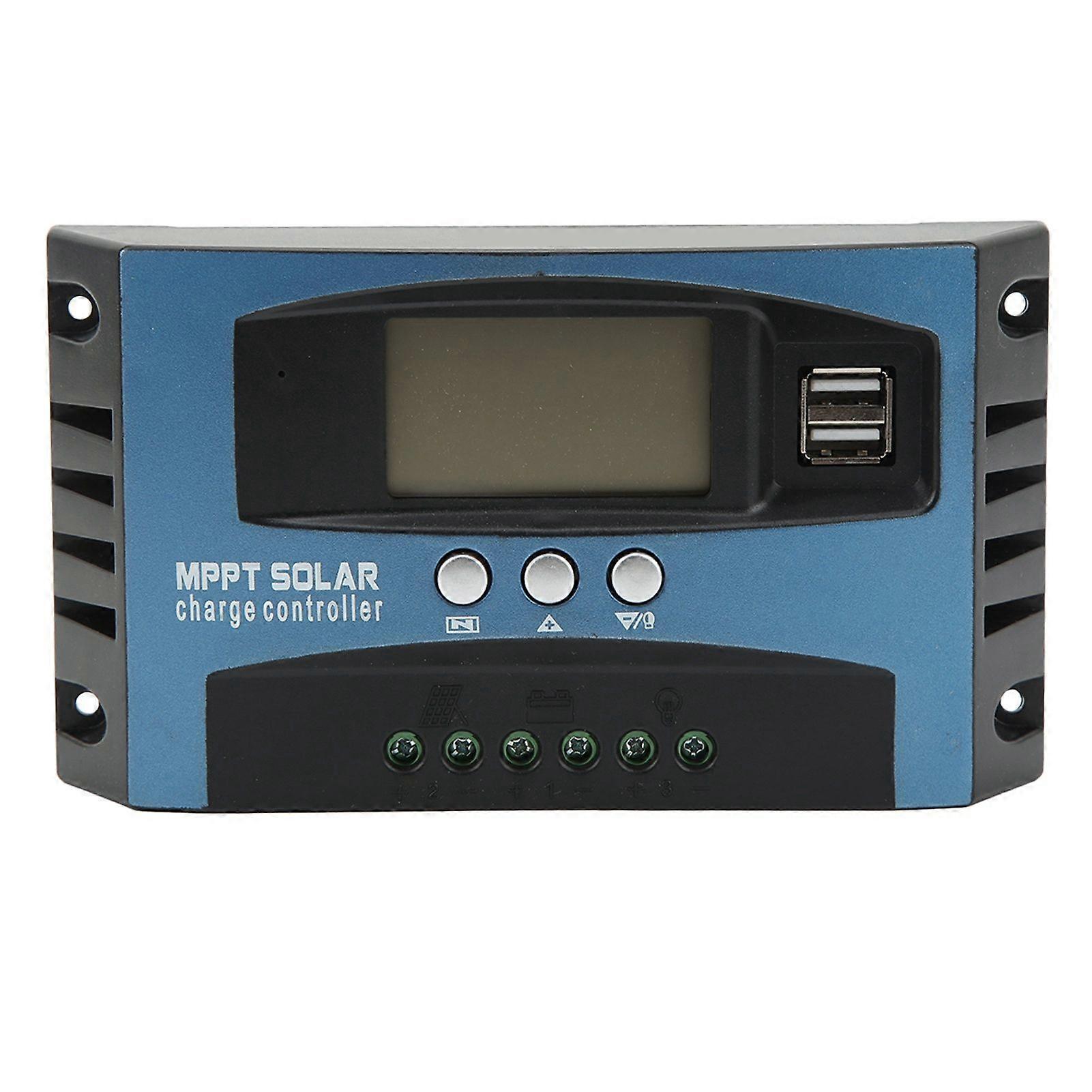 Solar Charge Controller LCD Display 2 USB Output Over Current Protection Solar Panel Regulator 12 24V Self Adaption 100A