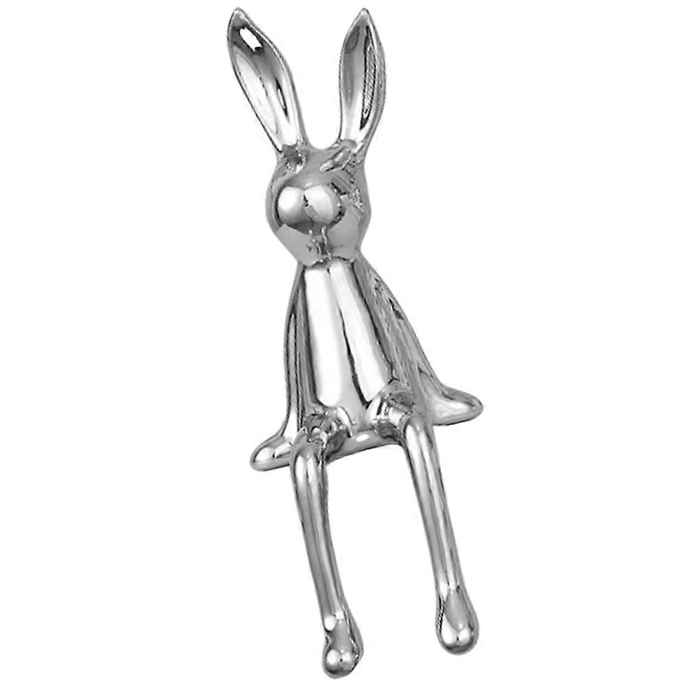 Rabbit Decor Ceramic Bunny Ornament for Decoration 3Pcs Silver Figurines
