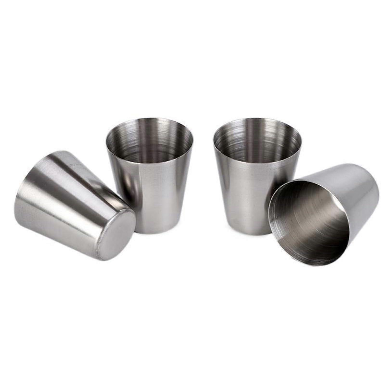 4pcs Portable Metal Drinking Cups 30ml Glasses With Leather Case For Hiking Picnics And Travel Rustproof Shot Glasses