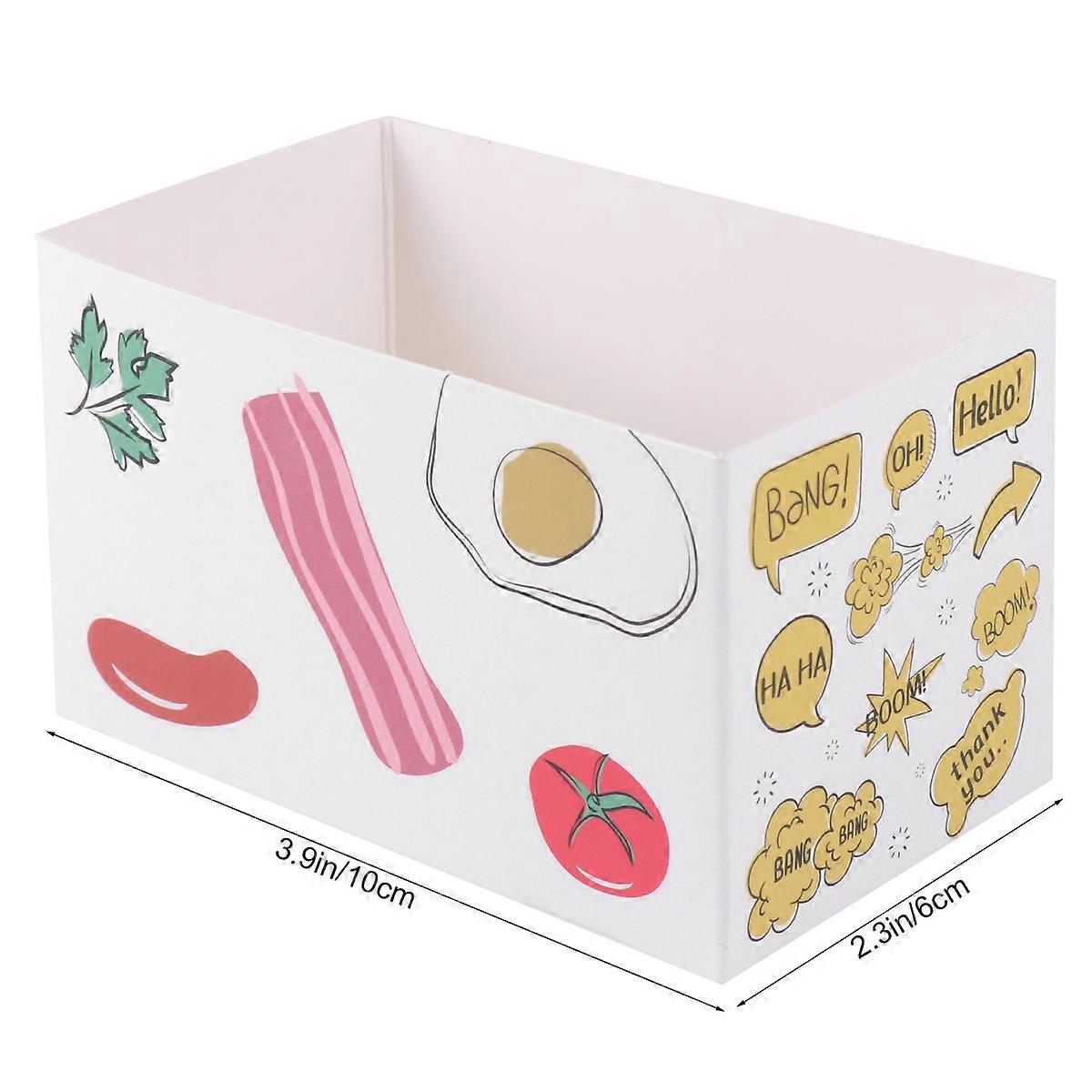Sandwich Container 20Pcs Colorful Pattern Rectangular Food Storage Case Breakfast Toast Restaurant Wedding Carrying Food 3.9X2.4X2.4In