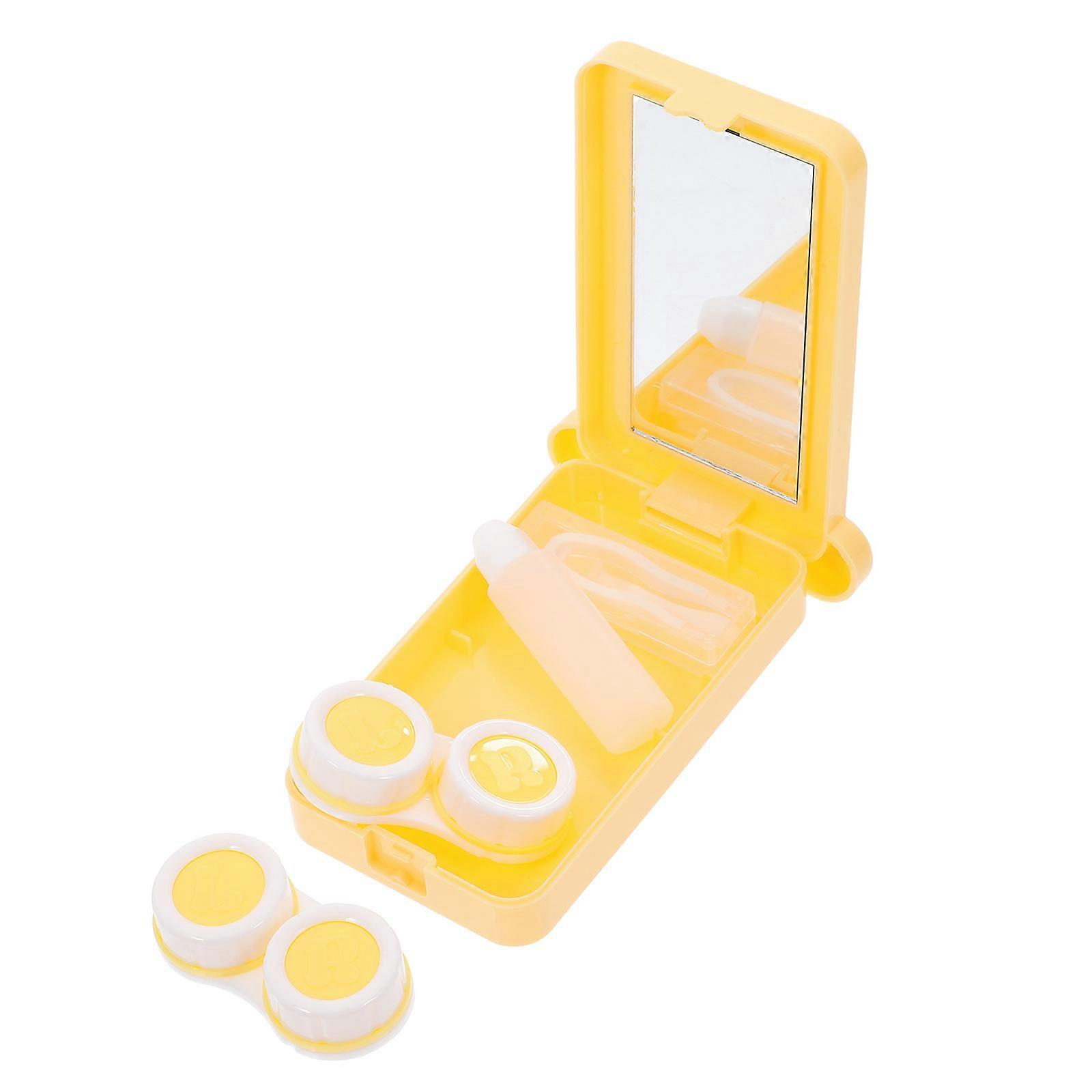 Organizer 3 Sets Portable Cosmetic Lens Container Outdoor Use Small Size Durable Leakproof Cases