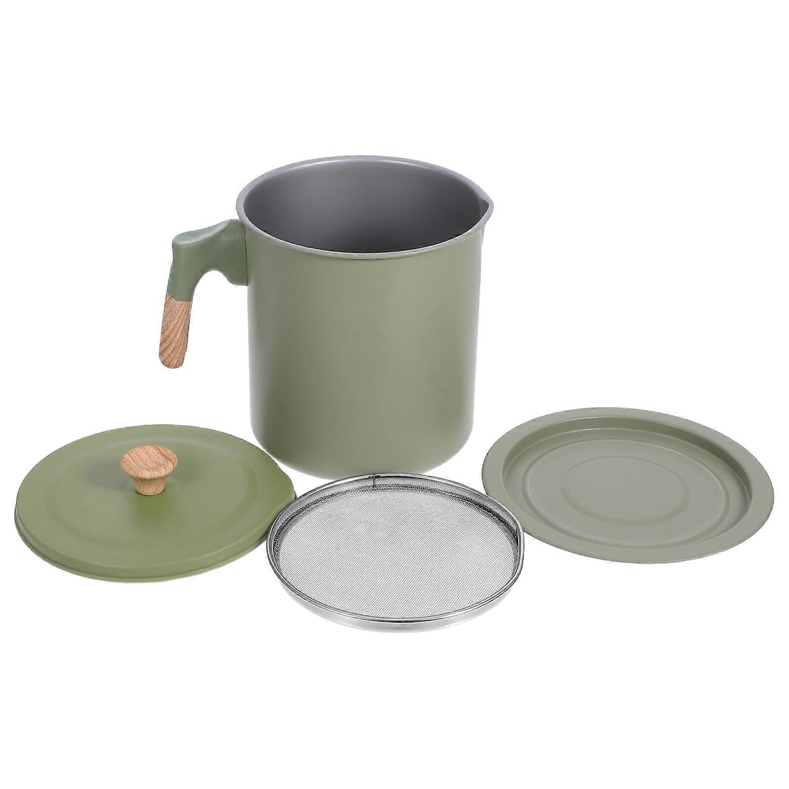 Bacon Grease Pot Stainless Steel for Cooking Use 2Pcs with Oil Strainer