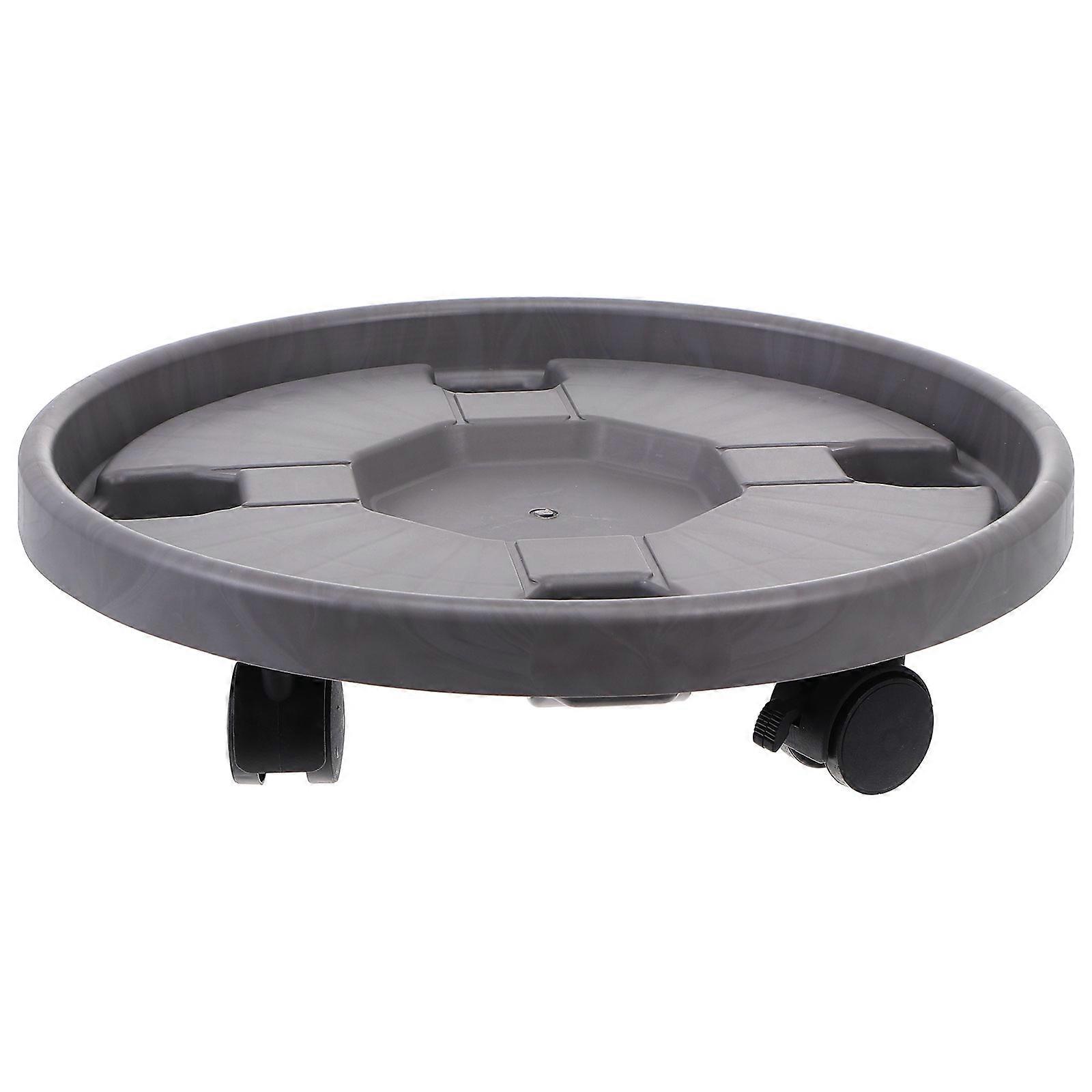 Plastic Flowerpot Rack Movable for Vase Use 3Pcs Thick Grey Round Bottom Shelf