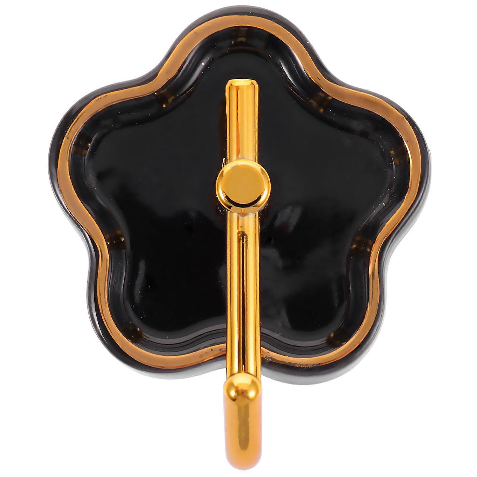 Wall Mount Towel Hook Room With Self Adhesive Convenience In Black 1Set