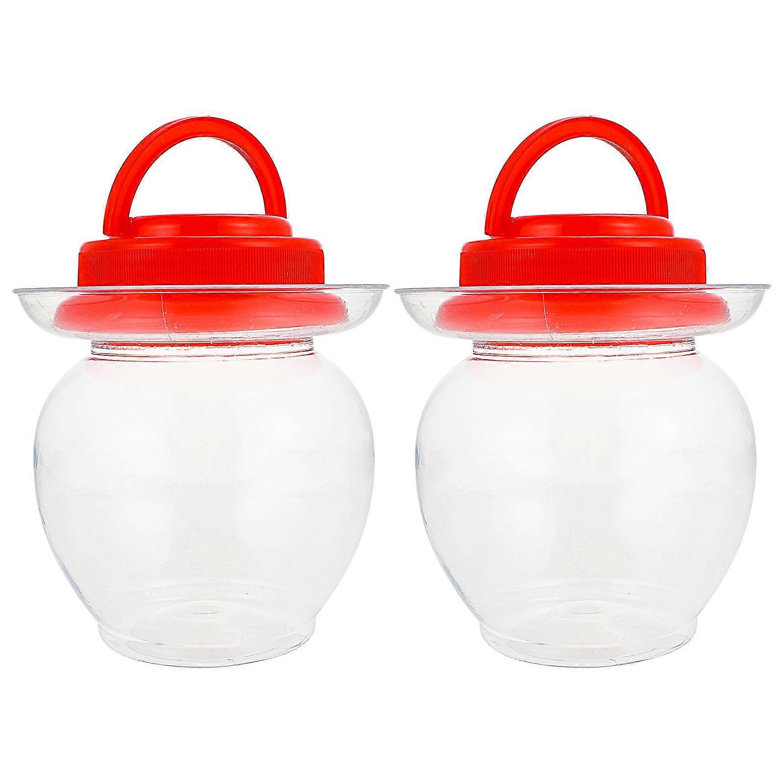 Fermenting Container Pickle Jar Kitchen Storage Transparent 17x14x14CM Sealing 2Pcs