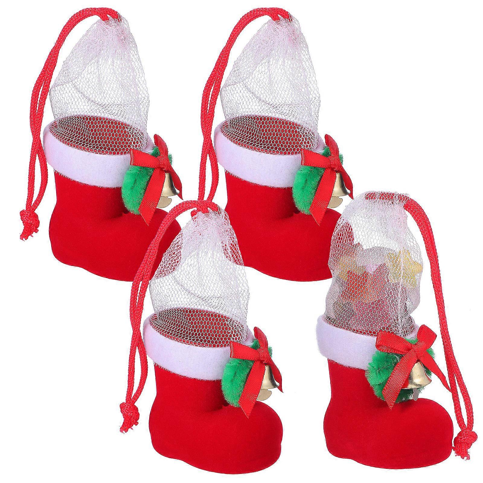 Christmas Candy Boot Storage Boots for Sweets 4Pcs Red Flocking Gift