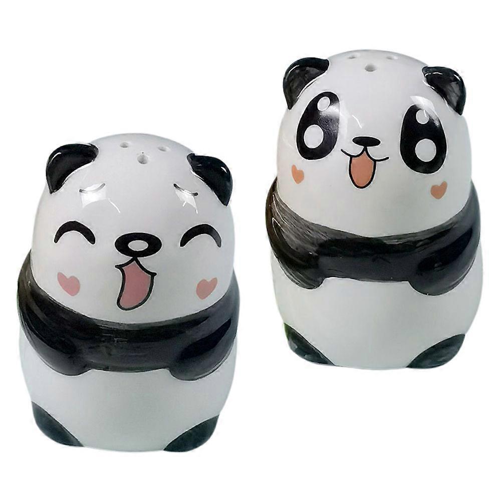 Small Spice Jars Panda Shape Storage 2Pcs Kitchen Decor White