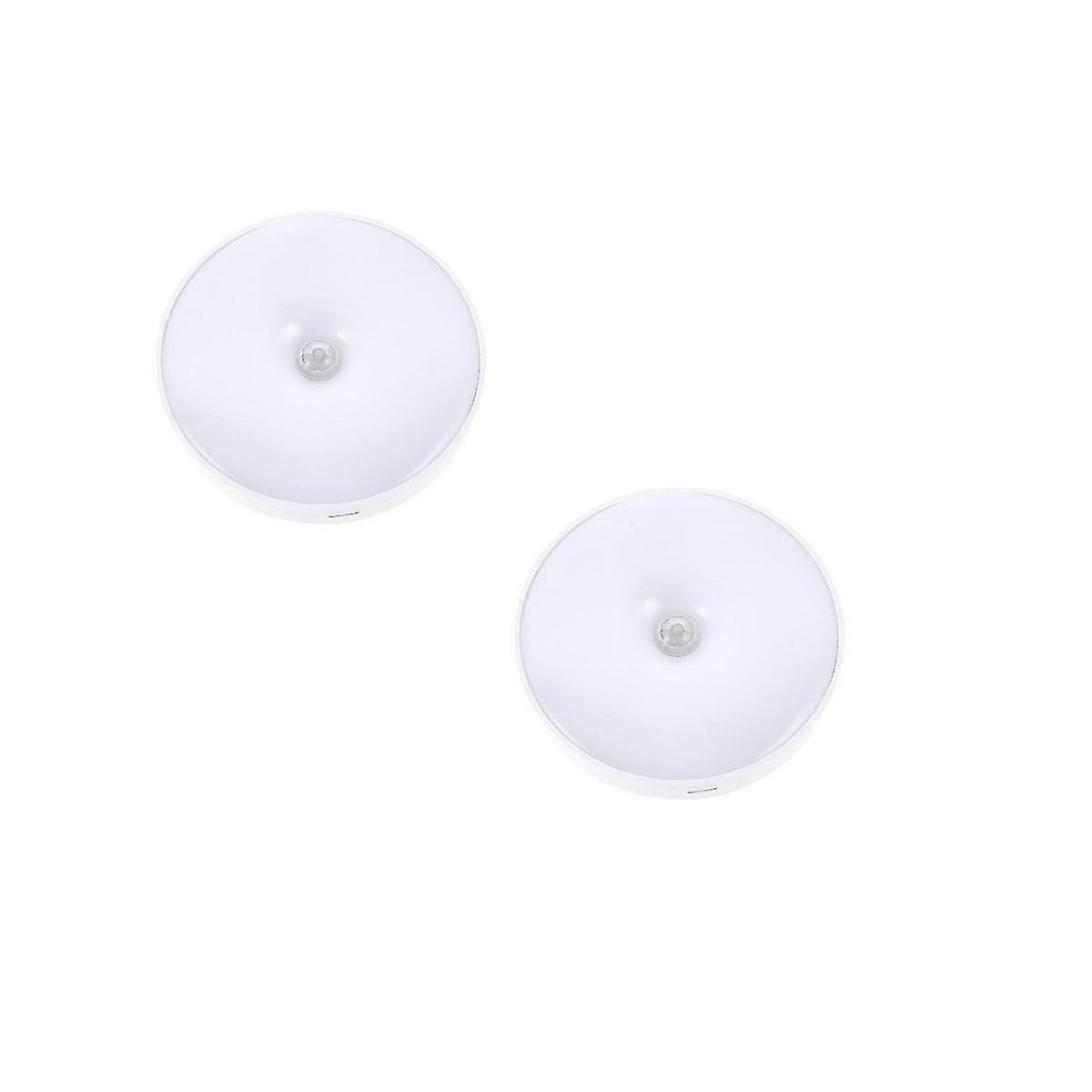 2025 2 pieces of white shell - induction warm light lamp + long-bright light with switch [rechargeable] - night light
