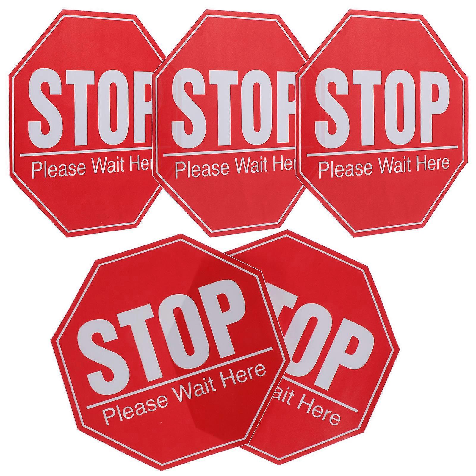 Stop Sign Decals Social Distancing Warning Public Places Red Pvc Material Easy to Remove 5 Sheets