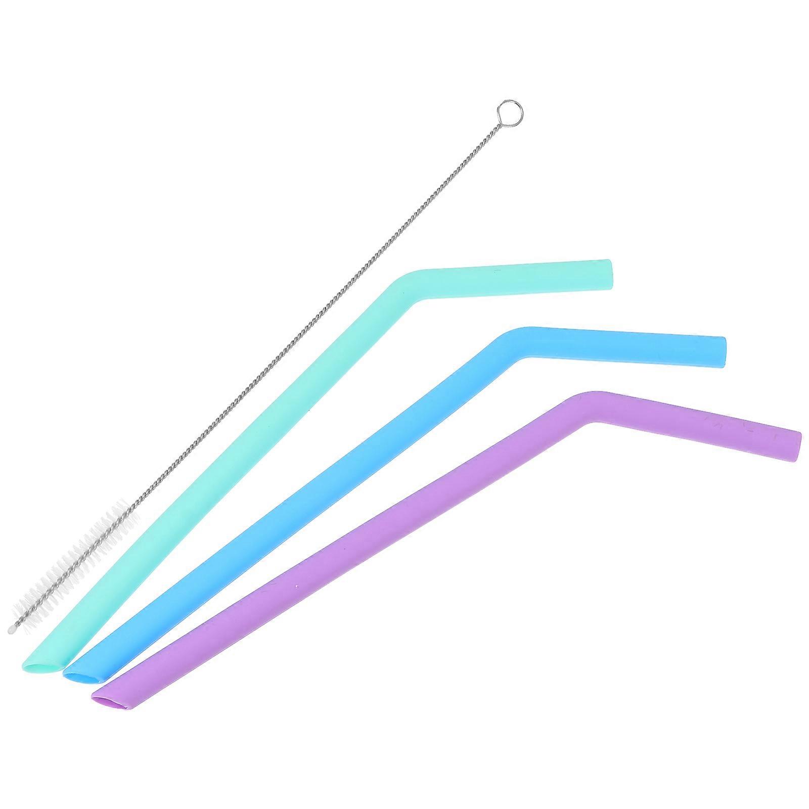 Silicone Straws with Cleaning Brush for Drinking Use 4Pcs Food Grade Reusable Set