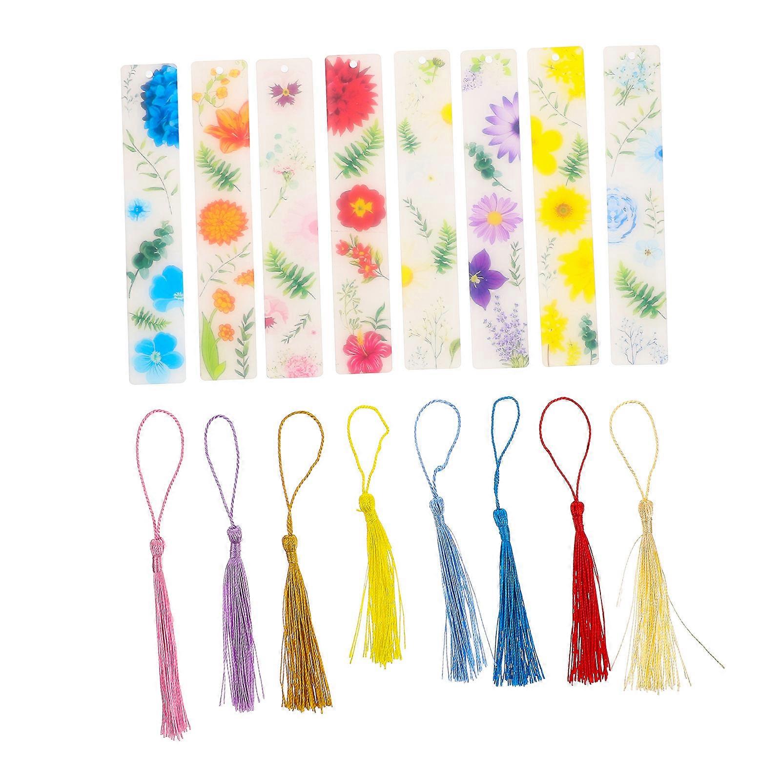 Flower Bookmarks Acrylic Bookmarks for Decor 24Pcs with Tassels