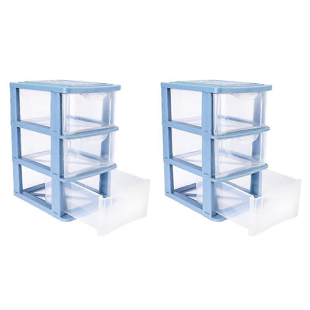 Folding Desktop Storage Box Drawer Type Design Blue 23.00X17.00X13.50CM Storage Organization 2Pcs