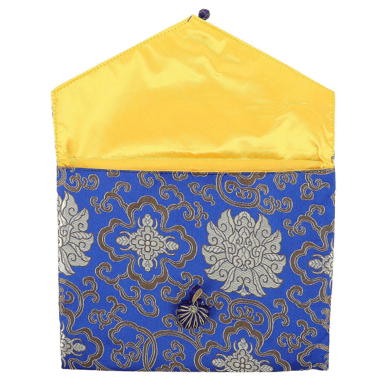 5Pcs Chinese Style Brocade Pouch for Storage Use Blue Multi-Purpose