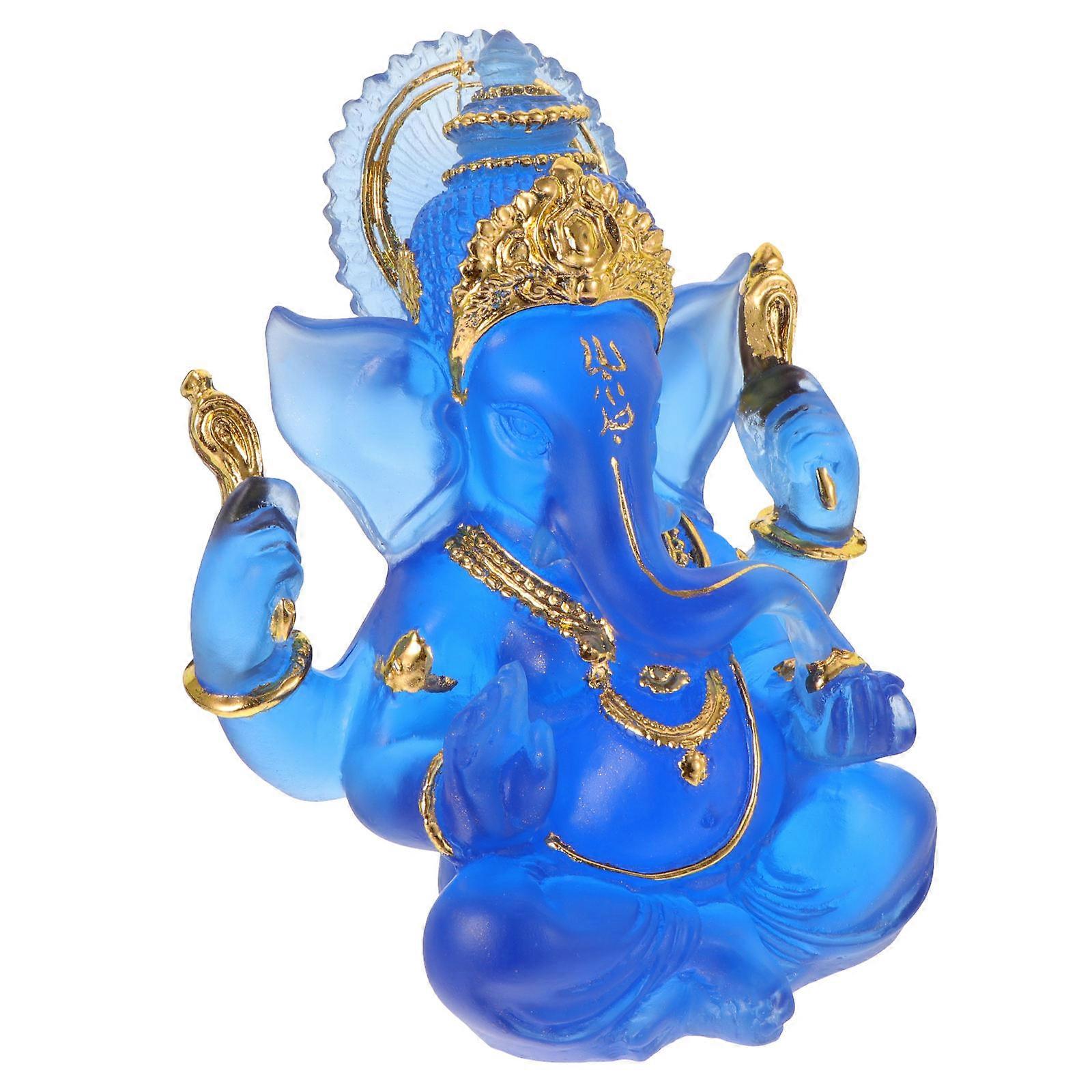 Statue Decoration 2Pcs Azure Stone Elephant Ornament For Home And Office 10X6X13Cm