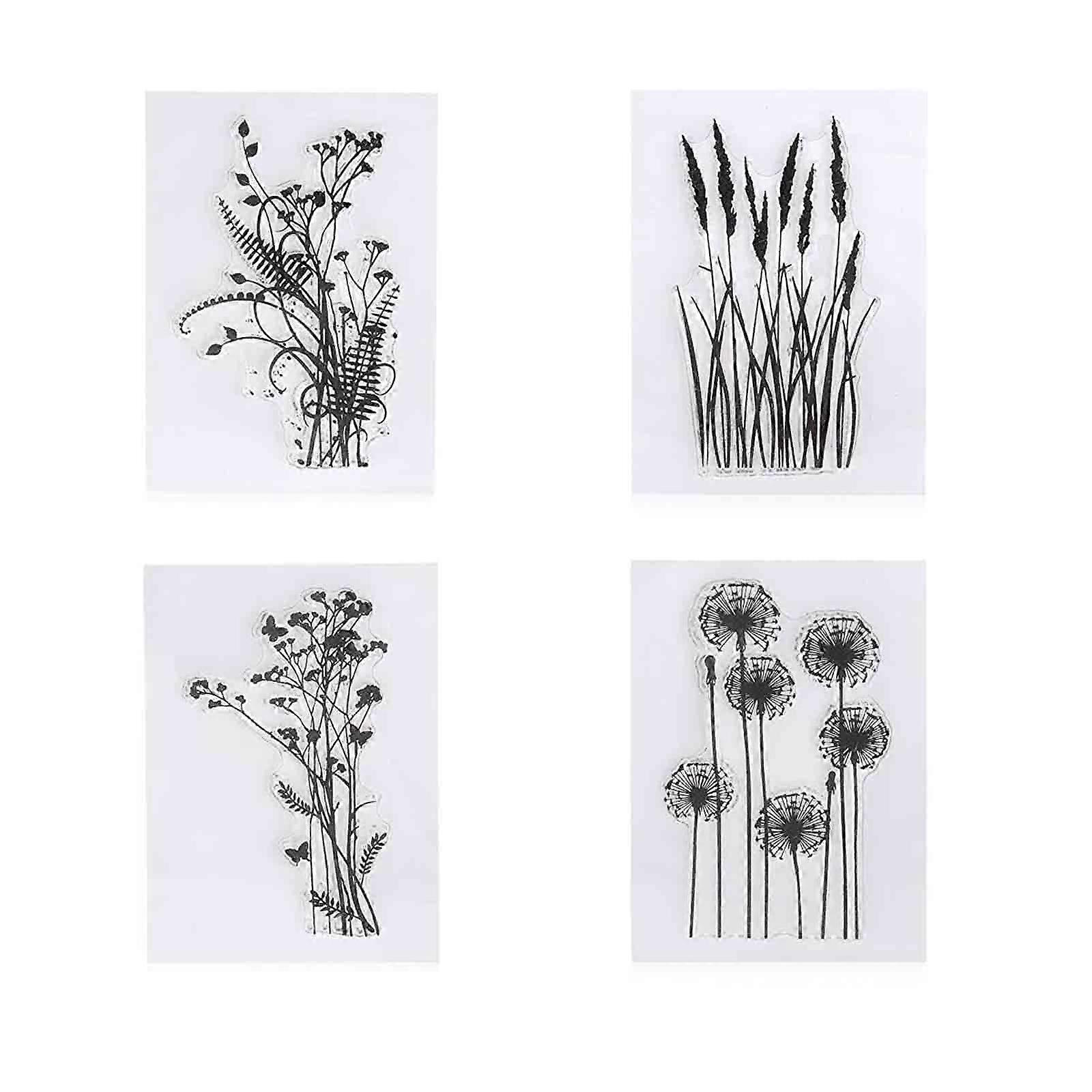 Gheawn Clear Stamps for Card Making, DIY Silicone Transparent Stamps, Scrapbook Embossing Craft, 4X Stamp Set, Compatible with Scrapbooking Tools